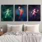3pcs Soccer Tennis and Basket Line Wall Art Set Canvas Framed 40x60cm - High Quality Print 100% Australian Made Wall Canvas Ready to Hang