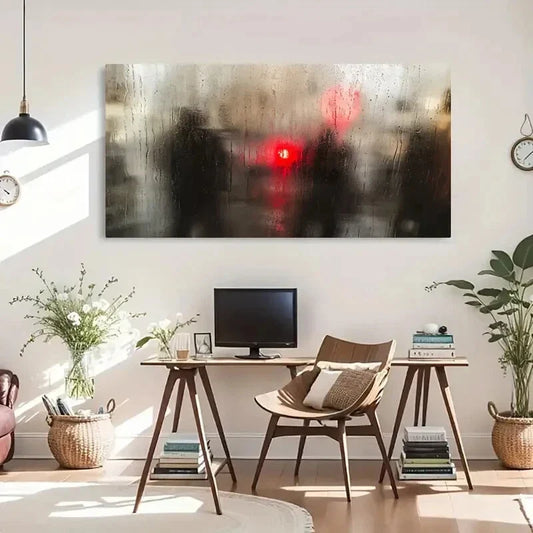 Mystery Raindrops Silhouettes Wall Art Canvas Office Home Room Framed 120x60cm