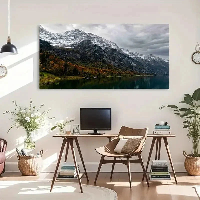 Switzerland Lake & Mount Wall Art Canvas Office Home Room Framed 120x60cm