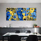 3pcs Abstract Expressionist Faces Blue Perfect Wall Art Set Canvas Framed 40x60cm - High Quality Print 100% Australian Made Wall Canvas Ready to Hang