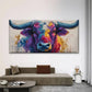 Abstract Multicolor Bull Wall Art Canvas Office Home Room Framed 120x60cm