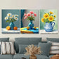 3pcs Beautiful Floral Vibrant Flowers & Fruits Wall Art Set Canvas Framed 40x60cm - High Quality Print 100% Australian Made Wall Canvas Ready to Hang