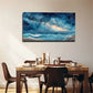 Blue Turquoise Golden & Black Wall Art Canvas Office Home Room Framed 80x45cm