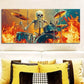 3pcs Featuring Skeletons Playing Drums, Metal Print Ready to Hang Art
