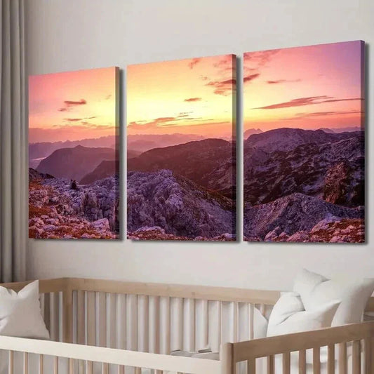 3pcs Krippenstein Sunrise Mountain Landscape Wall Art Set Canvas Framed 40x60cm - High Quality Print 100% Australian Made Wall Canvas Ready to Hang
