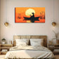 Serene Fishing Scene At Sunset Wall Art Canvas Office Home Room Framed 120x60cm