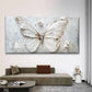 White Textured Butterfly Wall Art Canvas Office Home Room Framed 120x60cm