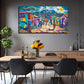 African Tribe House Suitable Wall Art Canvas Office Home Room Framed 80x45cm