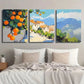 3pcs Mediterranean Rural Mural Orange Cottage Wall Art Set Canvas Framed 40x60cm - High Quality Print 100% Australian Made Wall Canvas Ready to Hang