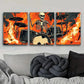 3pcs Skeletons play drums Art Painting Metal Print Ready to Hang Art