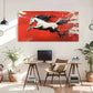 Horse Galloping Dynamic White Wall Art Canvas Office Home Room Framed 120x60cm