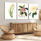3pcs White Red Florals Green Leaves Rose Yellow Wall Art Set Canvas Framed 40x60cm - High Quality Print 100% Australian Made Wall Canvas Ready to Hang