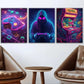 3pcs Fashion Sports Games Neon Style Mouse Game Wall Art Set Canvas Framed 40x60cm - High Quality Print 100% Australian Made Wall Canvas Ready to Hang