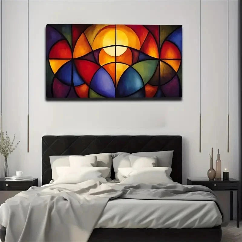 Symmetrical Graphics Abstract Wall Art Canvas Office Home Room Framed 80x45cm