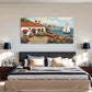 Coastal Sailboats Hillside Vila Wall Art Canvas Office Home Room Framed 120x60cm
