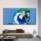 Blue Green Parrot Bird Wall Art Canvas Office Home Room Framed 80x45cm