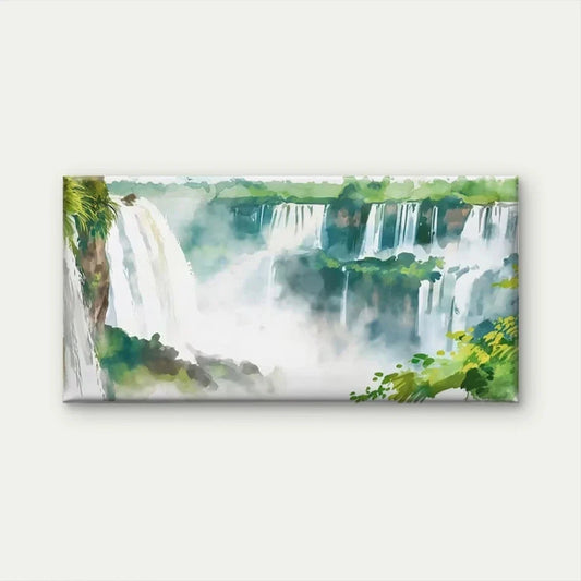 Tropical Waterfall Landscape Wall Art Canvas Office Home Room Framed 80x45cm