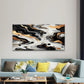 Abstract Black White Gold Swirl Wall Art Canvas Office Home Room Framed 120x60cm