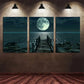 3pcs A Night Scene with The Moon Shining Metal Print Ready to Hang Art