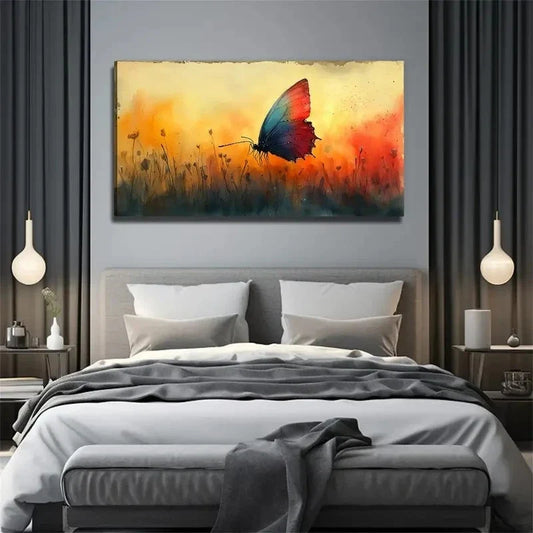 Vibrant Butterfly Modern Wall Art Canvas Office Home Room Framed 120x60cm