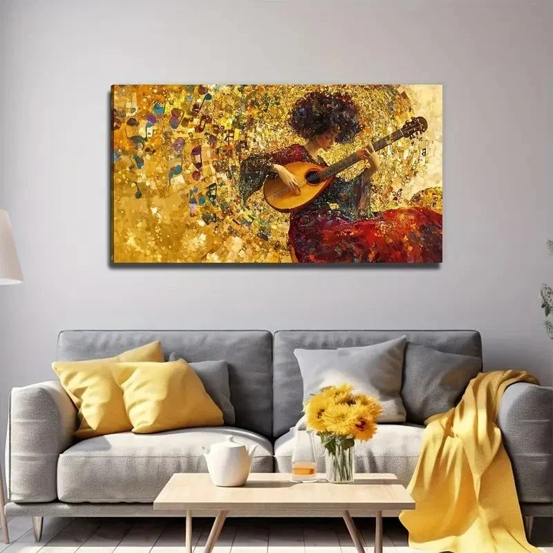 Talk Guitar People Suitable Wall Art Canvas Office Home Room Framed 120x60cm