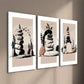 3pcs Abstract Stone Plant Art Zen Stone Stacked Wall Art Set Canvas Framed 40x60cm - High Quality Print 100% Australian Made Wall Canvas Ready to Hang