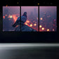 3pcs Urban Pigeon Cityscape Lights Metal Print Ready to Hang Art