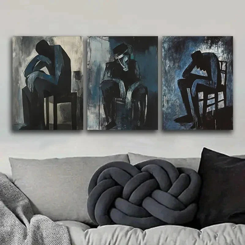 3pcs Decadent for Man Design, Black and White Metal Print Ready to Hang Art