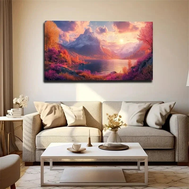 Warm Hues of Sunset & Trees Wall Art Canvas Office Home Room Framed 120x60cm