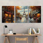 3pcs Street Scene Vibrant Autumn Eiffel Tower Metal Print Ready to Hang Art