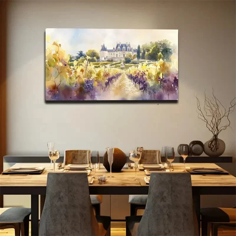 Castle Vineyard Waterproof Wall Art Canvas Office Home Room Framed 120x60cm