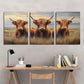 3pcs Highland Cows Rustic Animal Metal Print Ready to Hang Art