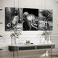 3pcs Vintage Black Animal Penguin Jellyfish Dark Wall Art Set Canvas Framed 40x60cm - High Quality Print 100% Australian Made Wall Canvas Ready to Hang