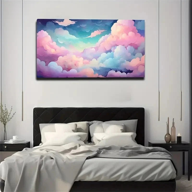 Profound Clouds Of Artistic Wall Art Canvas Office Home Room Framed 80x45cm