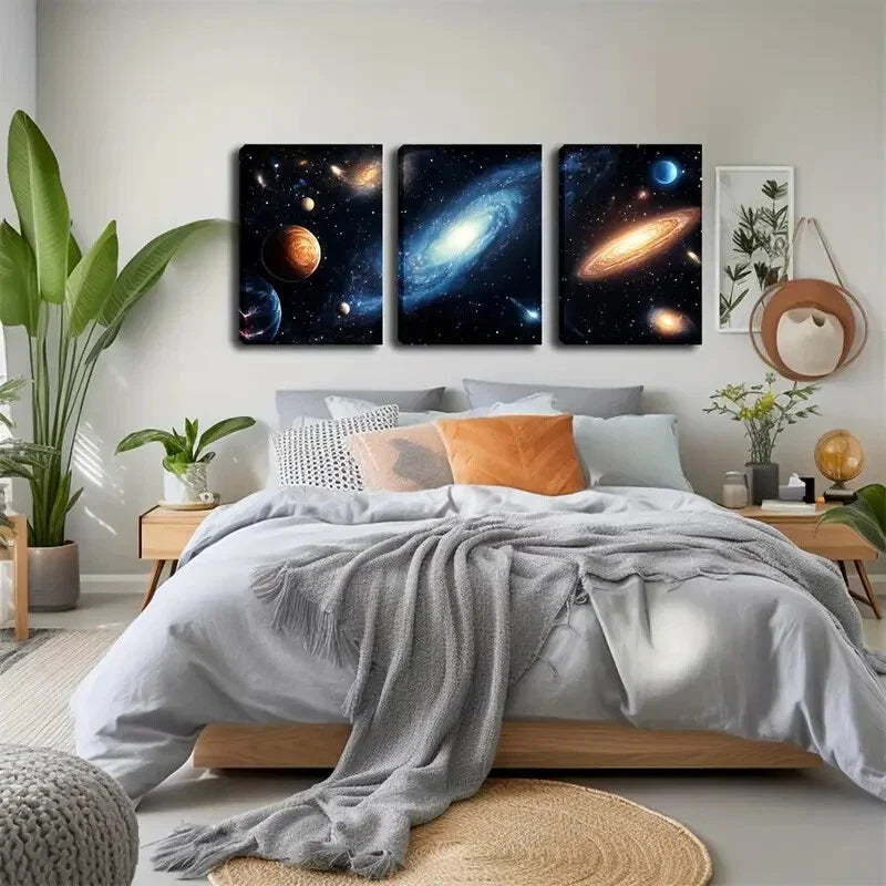 3pcs cosmic vastness with mysterious sci-fi style Wall Art Set Canvas Framed 40x60cm - High Quality Print 100% Australian Made Wall Canvas Ready to Hang