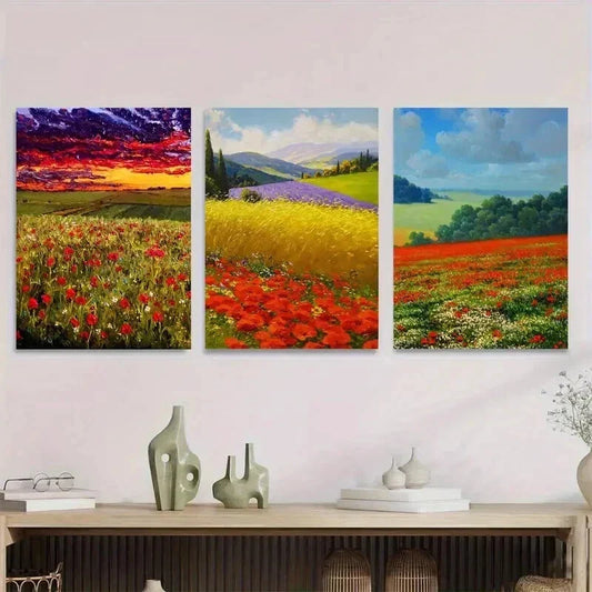 3pcs Beautiful Scenery Painting Vibrant Wall Art Set Canvas Framed 40x60cm - High Quality Print 100% Australian Made Wall Canvas Ready to Hang