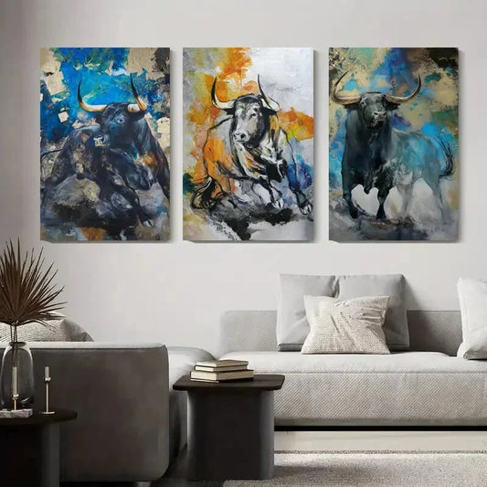 3pcs Artistic Monkey Abstract Animal Metal Print Ready to Hang Art