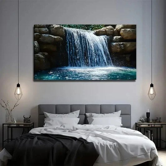 Waterfall Admiring Suitable Wall Art Canvas Office Home Room Framed 120x60cm