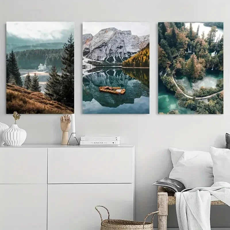 3pcs Nature Landscape Scandinavian Scenery Wall Art Set Canvas Framed 40x60cm - High Quality Print 100% Australian Made Wall Canvas Ready to Hang