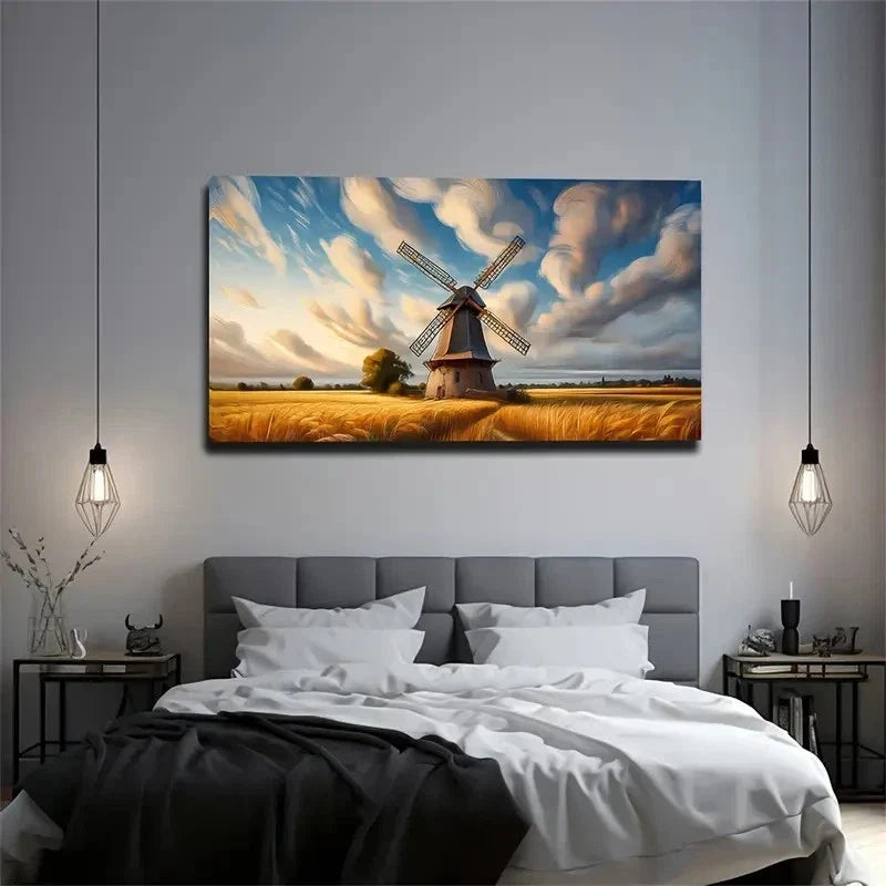 Dutch Sky Landscape Décor Wall Art Canvas Office Home Room Framed 120x60cm