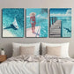 3pcs Beach & Serene Ocean Scene with Sailboat Wall Art Set Canvas Framed 40x60cm - High Quality Print 100% Australian Made Wall Canvas Ready to Hang