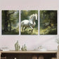 3pcs Majestic White Horse Running Metal Print Ready to Hang Art