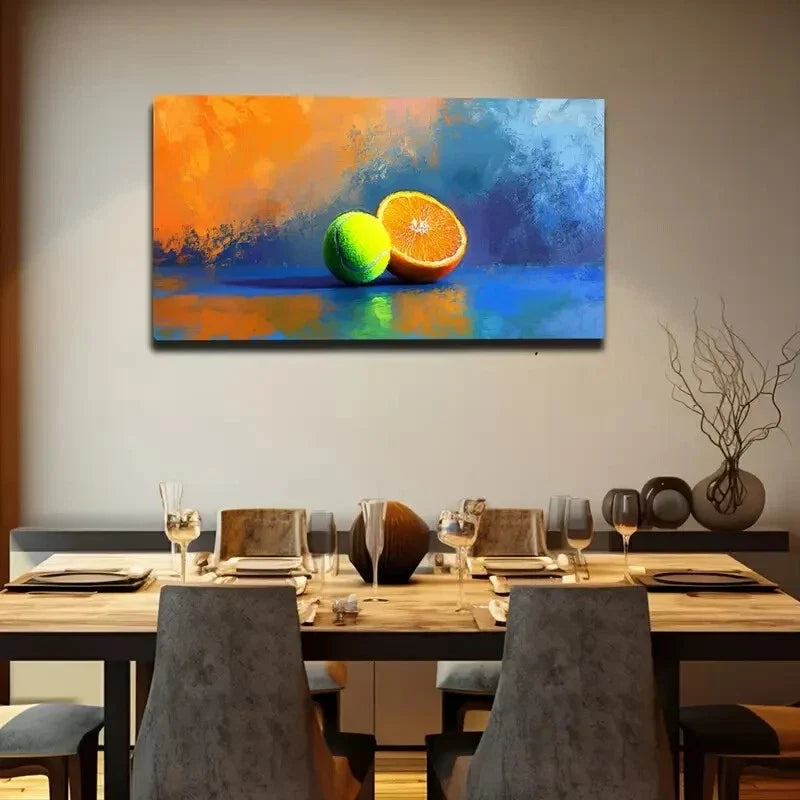 Vibrant Green Tennis Balcl Wall Art Canvas Office Home Room Framed 120x60cm