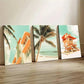 3pcs Miami Beach Palm Trees & Lifeguard Tower Wall Art Set Canvas Framed 40x60cm - High Quality Print 100% Australian Made Wall Canvas Ready to Hang