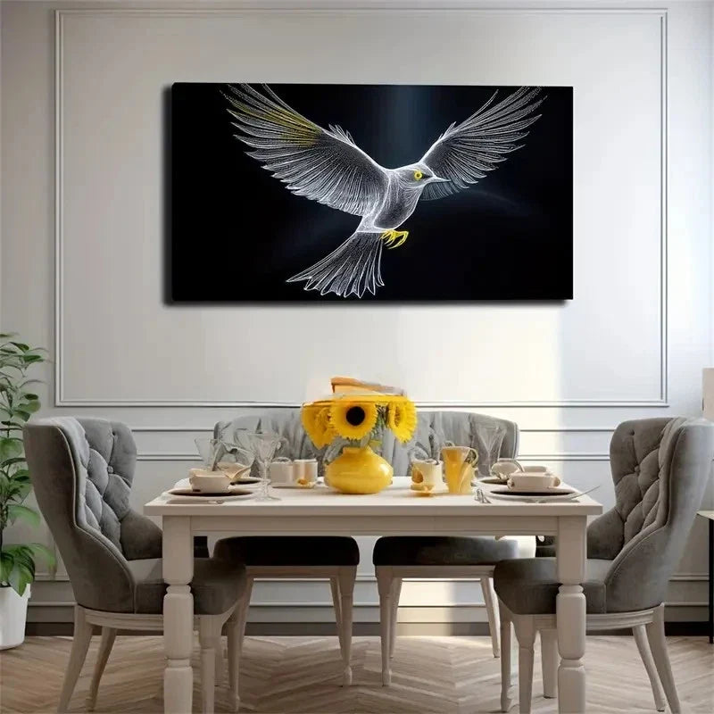 Vibrant Seagull In Flight High Wall Art Canvas Office Home Room Framed 120x60cm