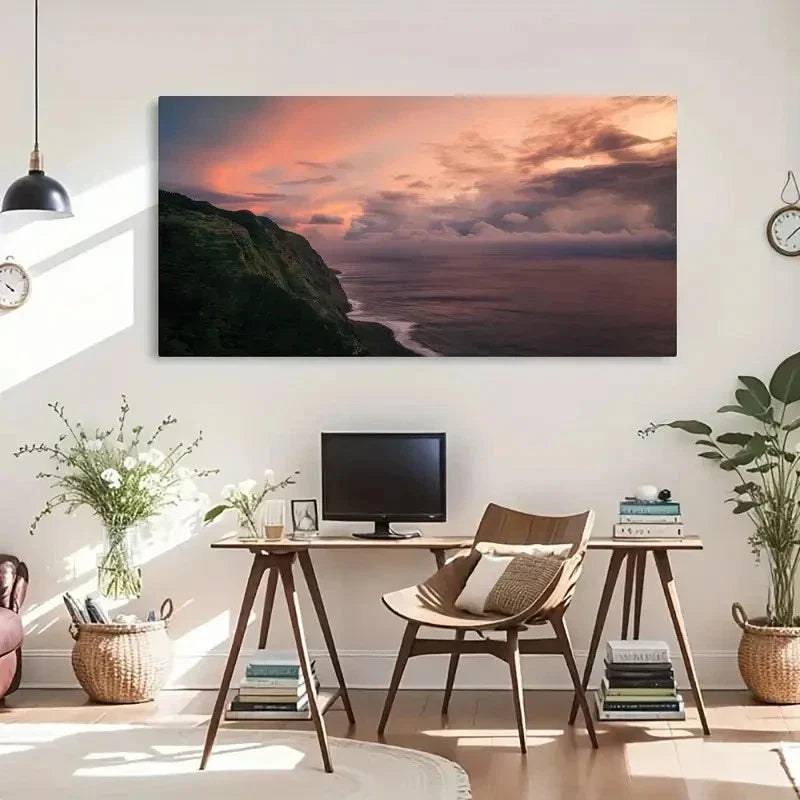 Coastal Clouds Style Wall Art Canvas Office Home Room Framed 120x60cm