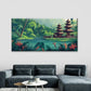Tropical Jungle Temple Wall Art Canvas Office Home Room Framed 120x60cm
