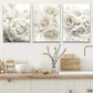 3pcs White Peony Flower Painting Metal Print Ready to Hang Art