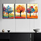 3pcs Vibrant Abstract Tree Colorful Circular Metal Print Ready to Hang Art