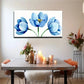 Light Blue Blooming Poppies Wall Art Canvas Office Home Room Framed 80x45cm